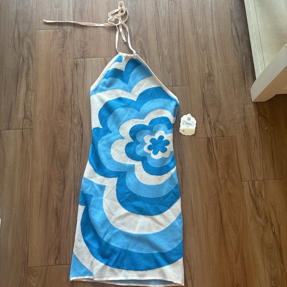 Altar'd State Blue and White Halter Dress
